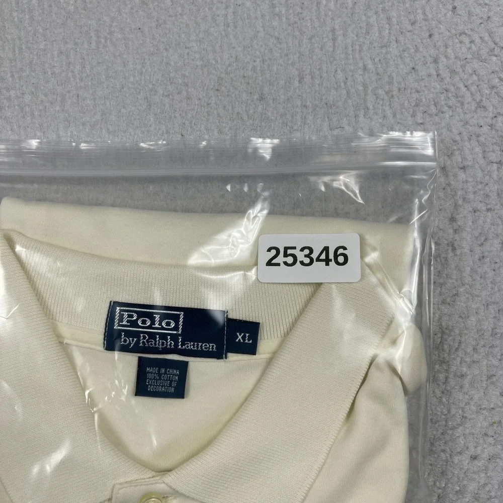 Polo Ralph Lauren Polo Shirt Mens XL Cream Short Sleeve Cotton Classic 25346